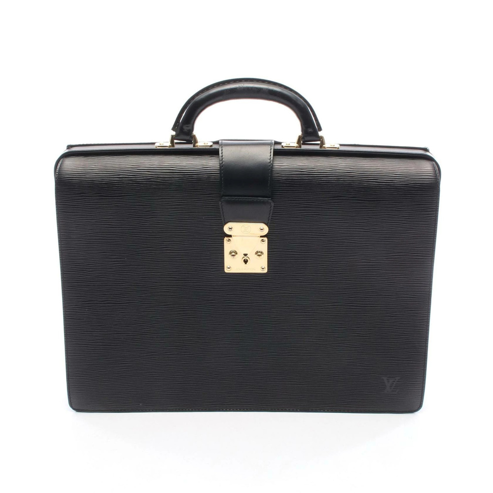 Louis Vuitton Serviette Fermoire Briefcase Bag Leather Epi Black